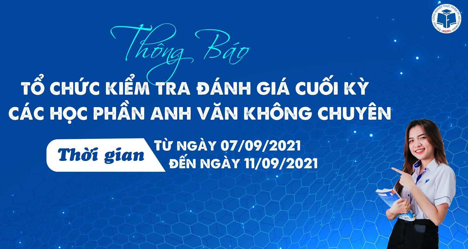 Thông báo tổ chức kiểm tra đánh giá cuối kỳ các học phần anh văn không chuyên